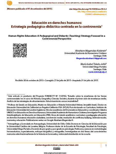 Educación en derechos humanos: Estrategia pedagógica-didáctica centrada en la controversia