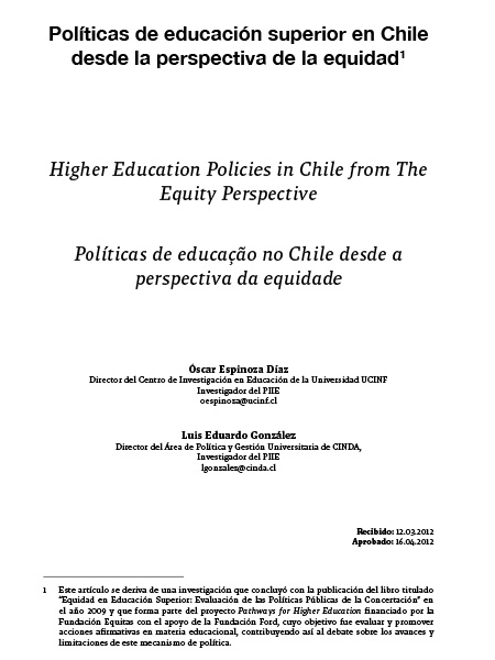 Políticas de educación superior en Chile desde la perspectiva de la equidad